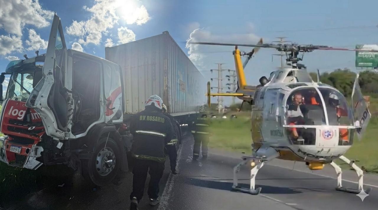 Grave accidente en la autopista Rosario-Buenos Aires: rescataron a un camionero y lo trasladaron en helicóptero | Rosario y la región