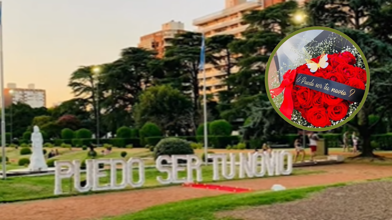 Pedido de noviazgo viral en Parque Independencia: Agustín sorprendió a Maia con rosas y letras gigantes | Rosario y la región
