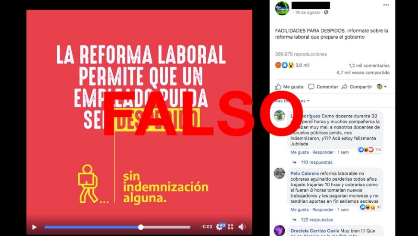 Es falso que la reforma laboral propuesta por el Gobierno permite "despedidos sin indemnización alguna” | Información General