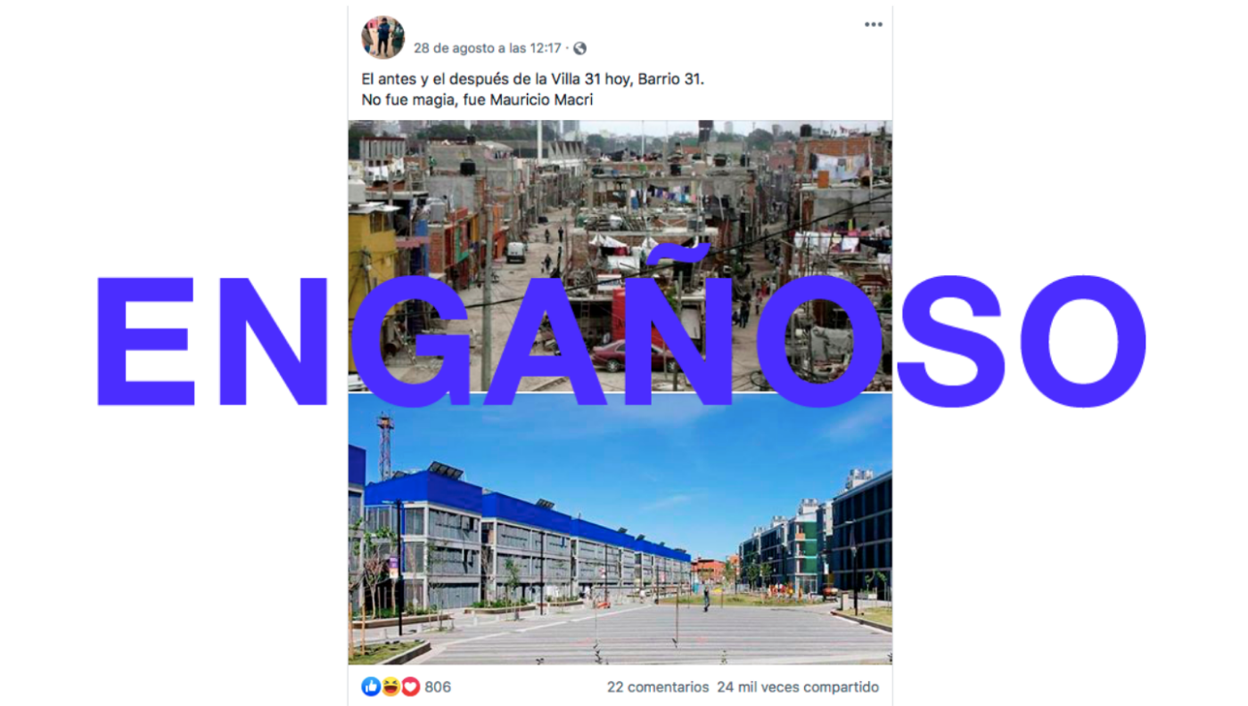 Es engañoso el posteo que compara dos lugares de la Villa 31 | Tecnología