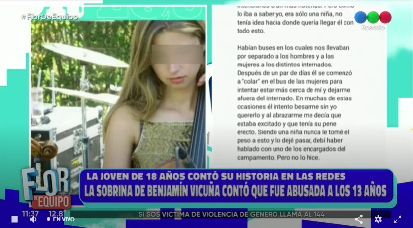 La sobrina de Benjamín Vicuña contó en sus redes que fue violada a los 13 años | Entretenimiento