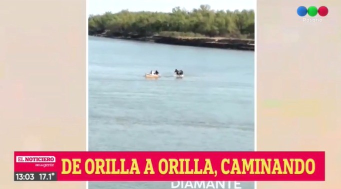 Por la bajante del Paraná, un caballo cruza caminando por el lecho del río | Información General