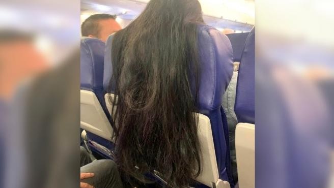 La foto viral de una pasajera de avión que pone su largo pelo sobre la bandeja de comida de otro turista | Tecnología