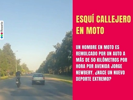 Nuevo deporte de riesgo rosarino: “Ski callejero en moto” | Información General