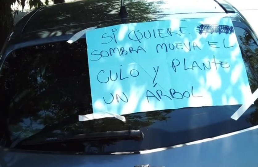 "Si quiere sombra...": Dejó mal estacionado su auto y colocaron un curioso cartel con un consejo | Tecnología