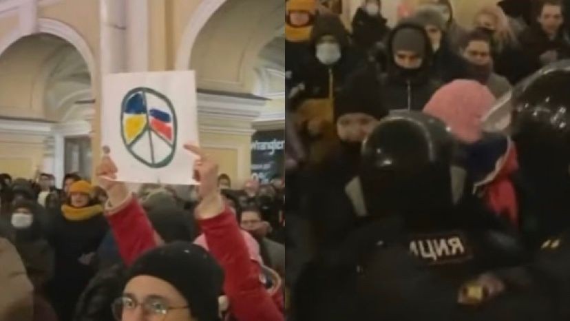 Rusia: así detuvieron a una mujer con su bebé en brazos por levantar un cartel con símbolo de la paz | Internacionales