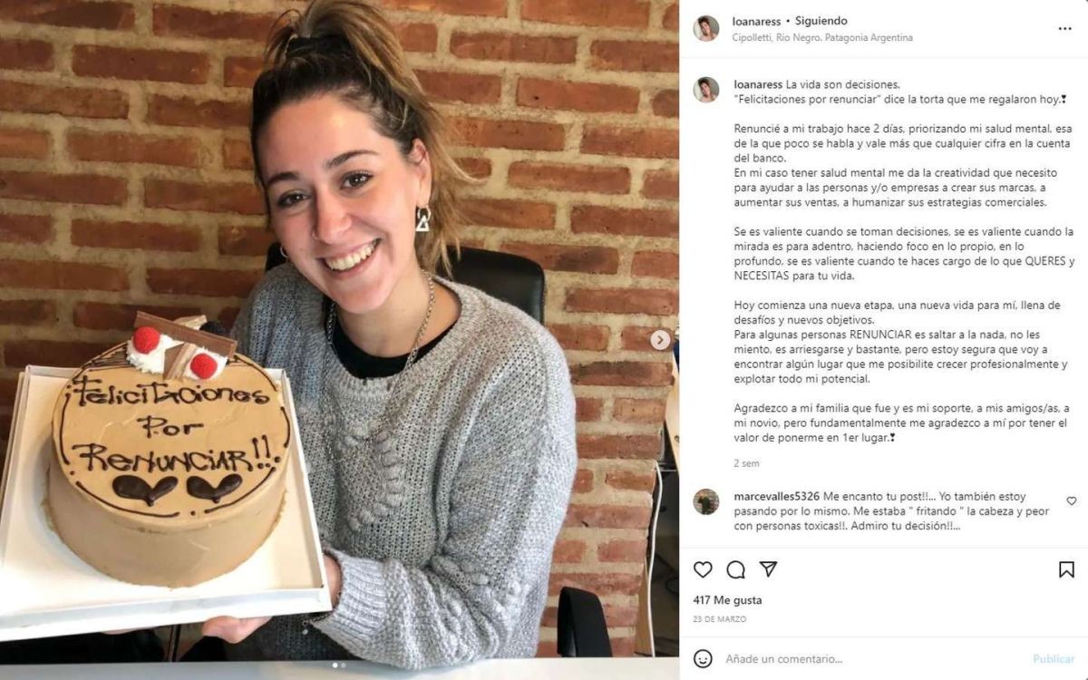Una joven dejó su trabajo y la felicitaron por renunciar con una torta | Información General