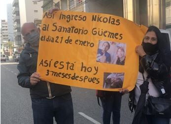 Piquete familiar para denunciar a un sanatorio por abandonar a un joven con cáncer: "Con un simple traslado a tiempo, hoy no estaría en coma" | Información General