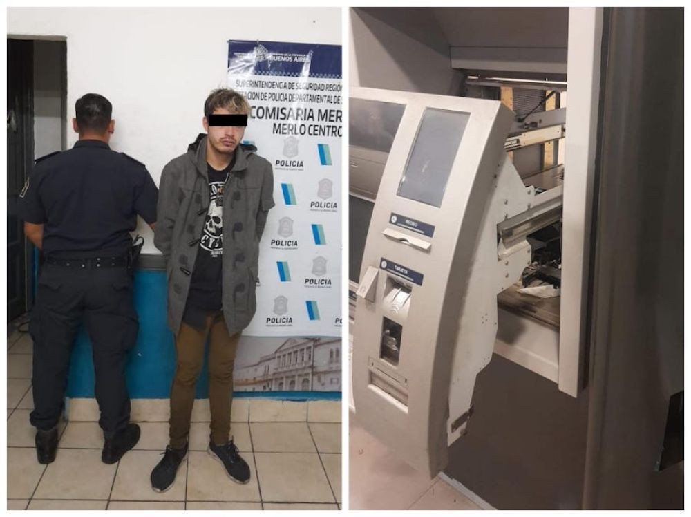 Lo sorprendieron intentando robar un cajero automático con una barreta en un banco | Información General