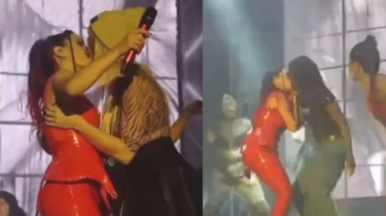 Lali, a los besos con Nati Jota y otros influencers arriba del escenario | Espectáculos