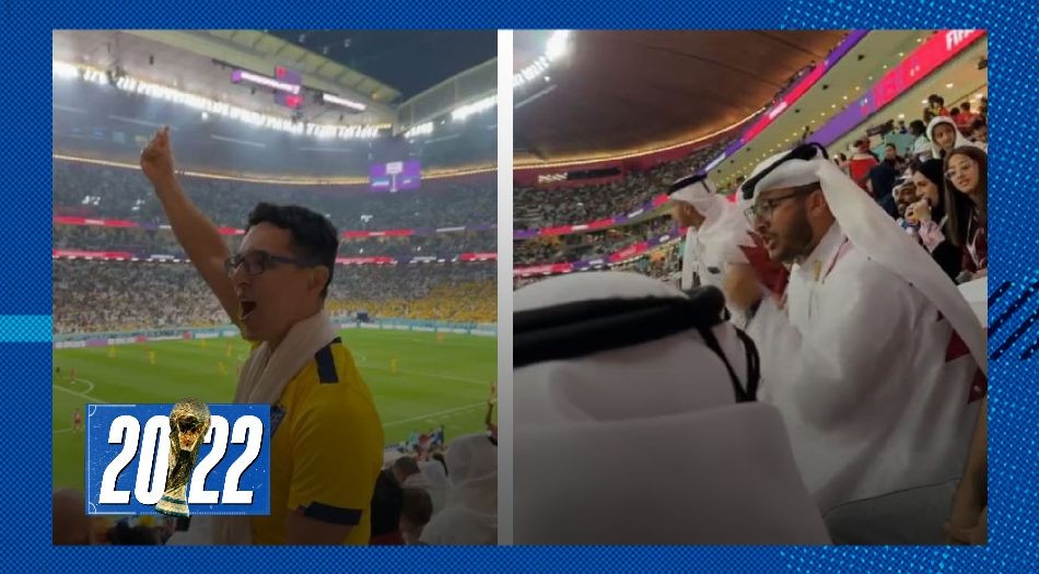 Video: el hincha de Ecuador que casi se agarra a piñas con un qatarí por un gol anulado | Qatar 2022