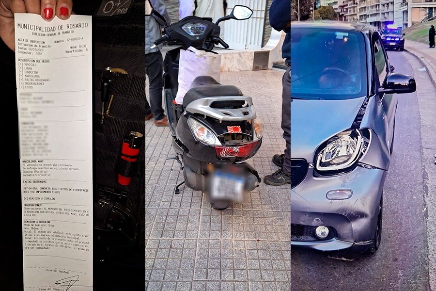 Empresario rosarino chocó una moto y dio positivo de cocaína y marihuana | Información General
