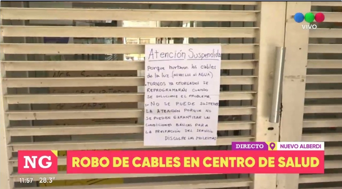 Por el robo de cables el centro de Salud de Nuevo Alberdi suspendió la atención | Información General