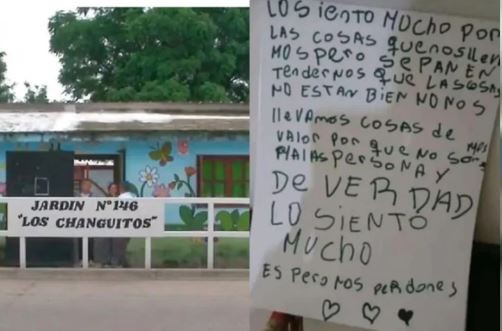 “Sepan entendernos": la insólita justificación de delincuentes que robaron un jardín de infantes | Información General