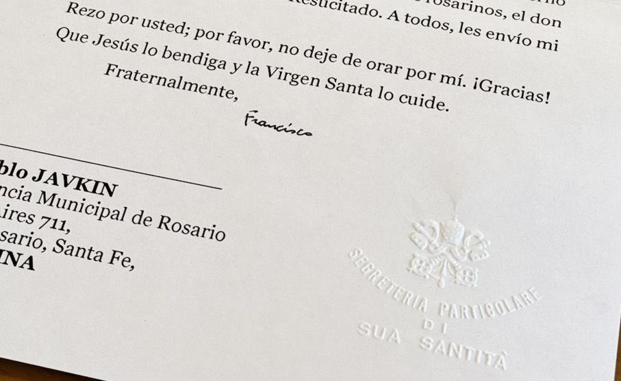 El Papa Francisco le respondió la carta a Javkin: “Pido para usted y para cada uno de los rosarinos” | Rosario y la región