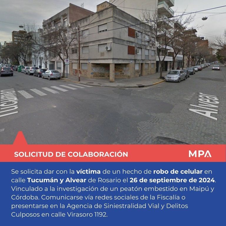 La Fiscalía solicita información sobre un robo en Pichincha que dejó a un peatón gravemente herido | Rosario y la región