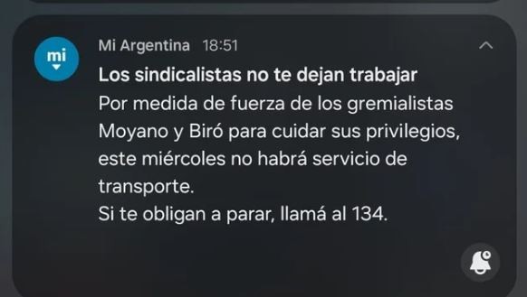 El Gobierno utiliza la app Mi Argentina contra el paro de transporte | Política y Economía