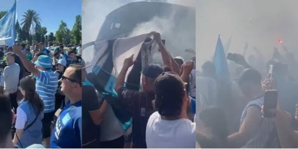 Banderazo en Aeroparque: la pasión de los hinchas de Racing antes de la final | Deportes