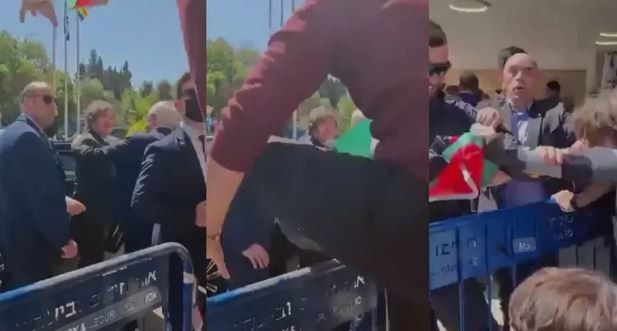 Dos manifestantes pro-Palestina intentaron abalanzarse sobre Javier Milei en Jerusalén y fueron reducidos | Política y Economía