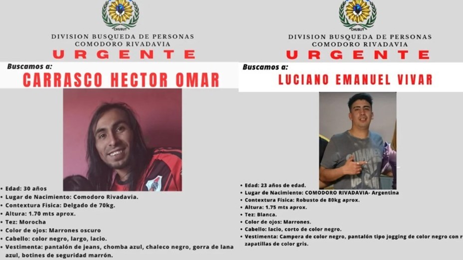 Intensa búsqueda de dos jóvenes que desaparecieron en Chubut el mismo día que los jubilados | Información General