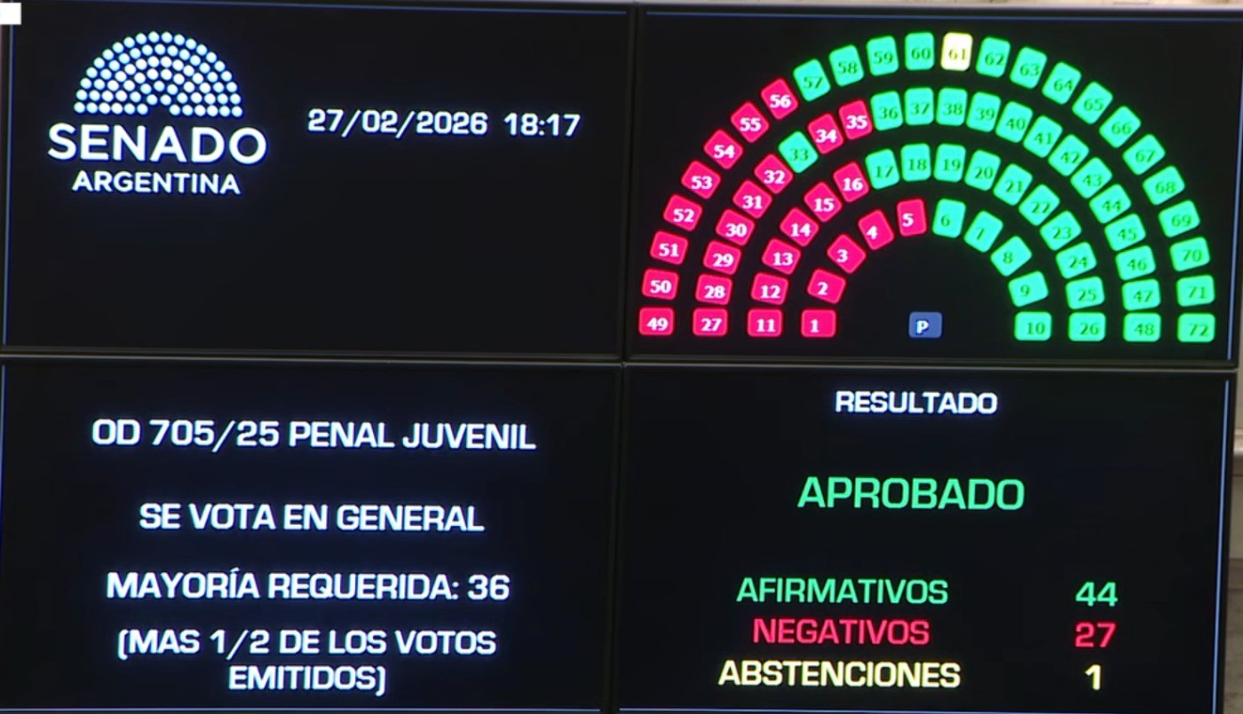Es ley: el Senado aprobó la baja de la imputabilidad a los 14 años | Información General