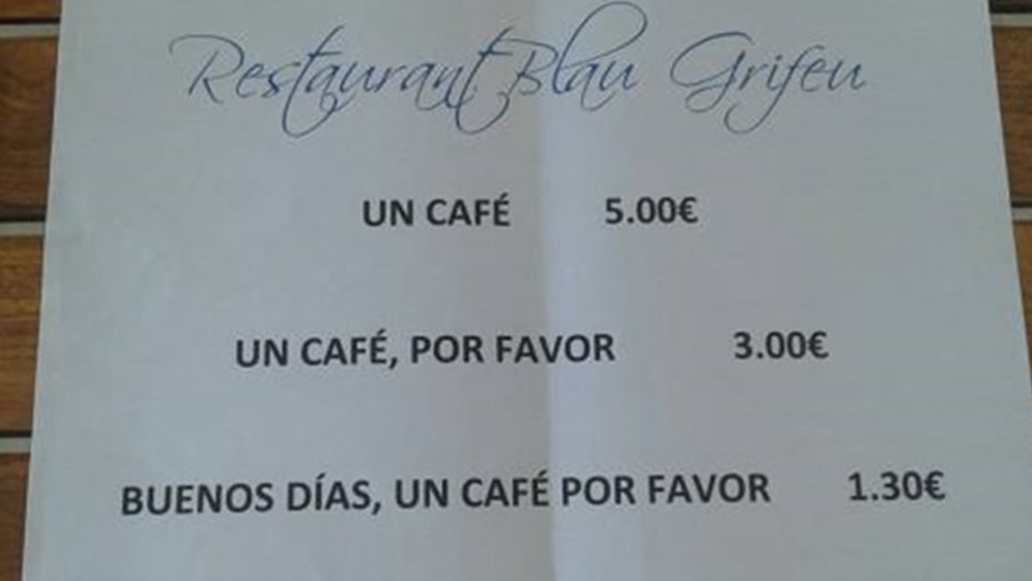 En un restaurante de Girona cobran más barato el café si lo pedís "por favor" | Información General