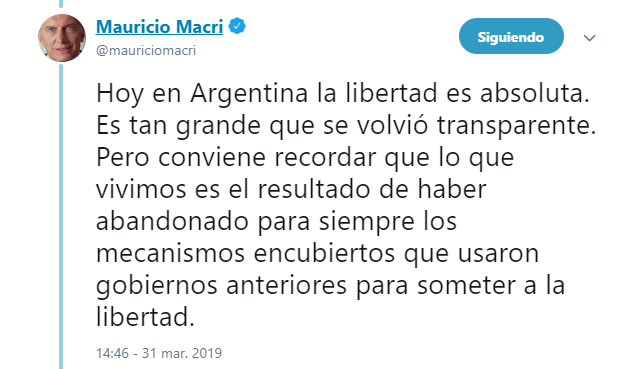 Macri aseguró que ahora el país "tiene la más amplia libertad de prensa de su historia" | Información General