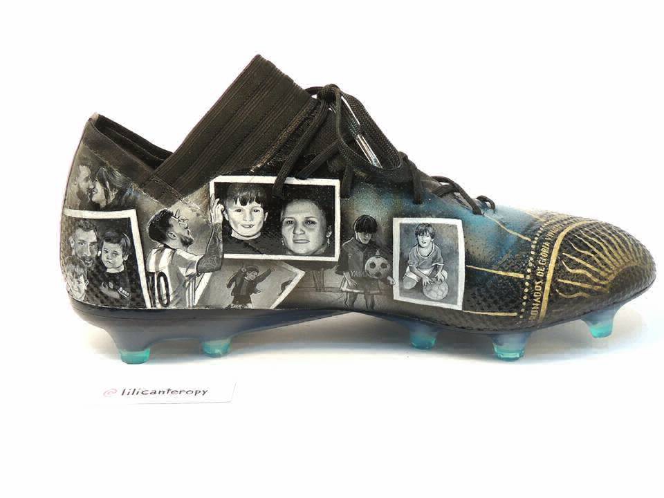 Los nuevos botines de Messi, pintados a mano con imágenes de toda su vida | Deportes