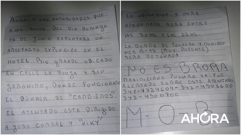 Nueva amenaza de bomba al búnker de Corral en Santa Fe | Información General