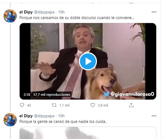 El Dipy cargó contra Alberto en redes: “Nos cansamos de su doble discurso” | Información General