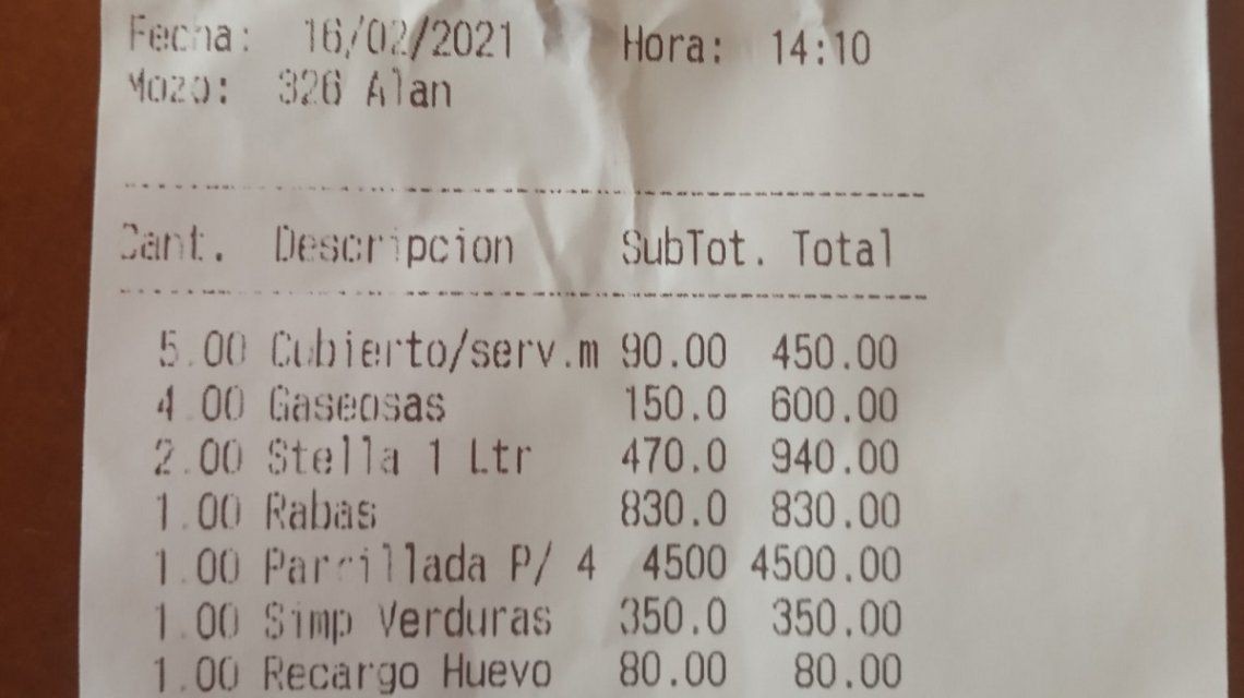 Comieron cinco una parrillada completa, gastó $1550 por persona y se quejó en las redes | Tecnología