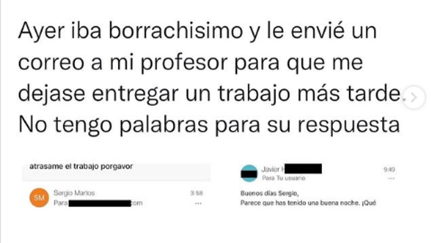 “Mañana me voy a levantar hecho pedazos”: el particular correo de un alumno ebrio a su profesor para que le retrase el plazo de entrega de un trabajo | Tecnología
