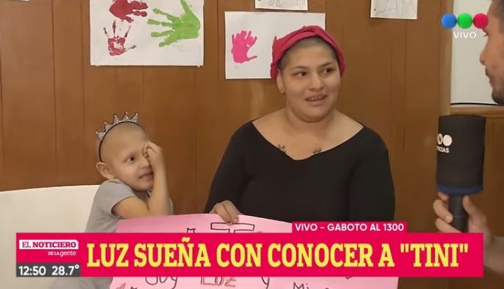 Luz tiene cinco años, padece cáncer y tiene el sueño de conocer a Tini | Rosario y la región