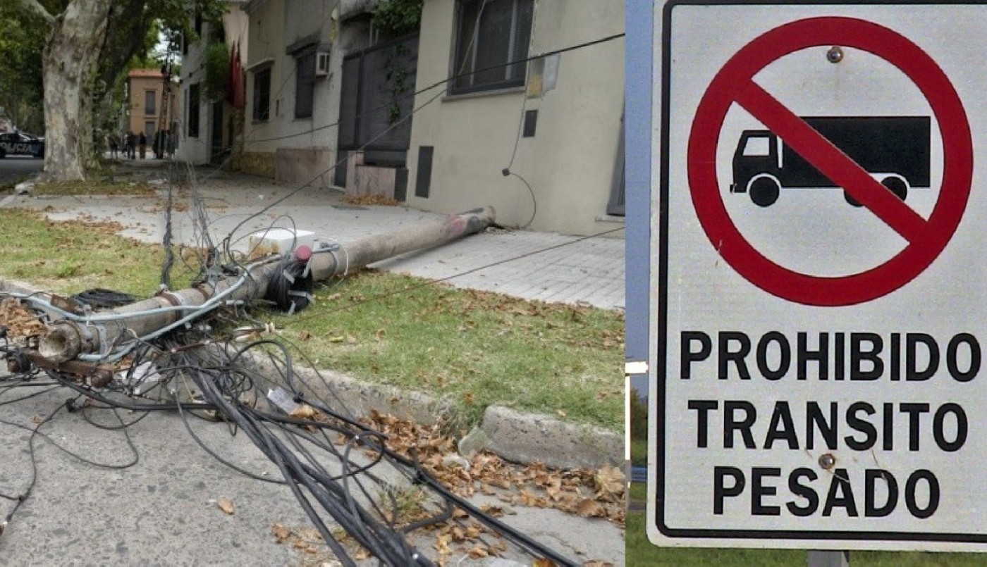 Camión arrastró cables y derrumbó columnas de luz en Rosario | Rosario y la región