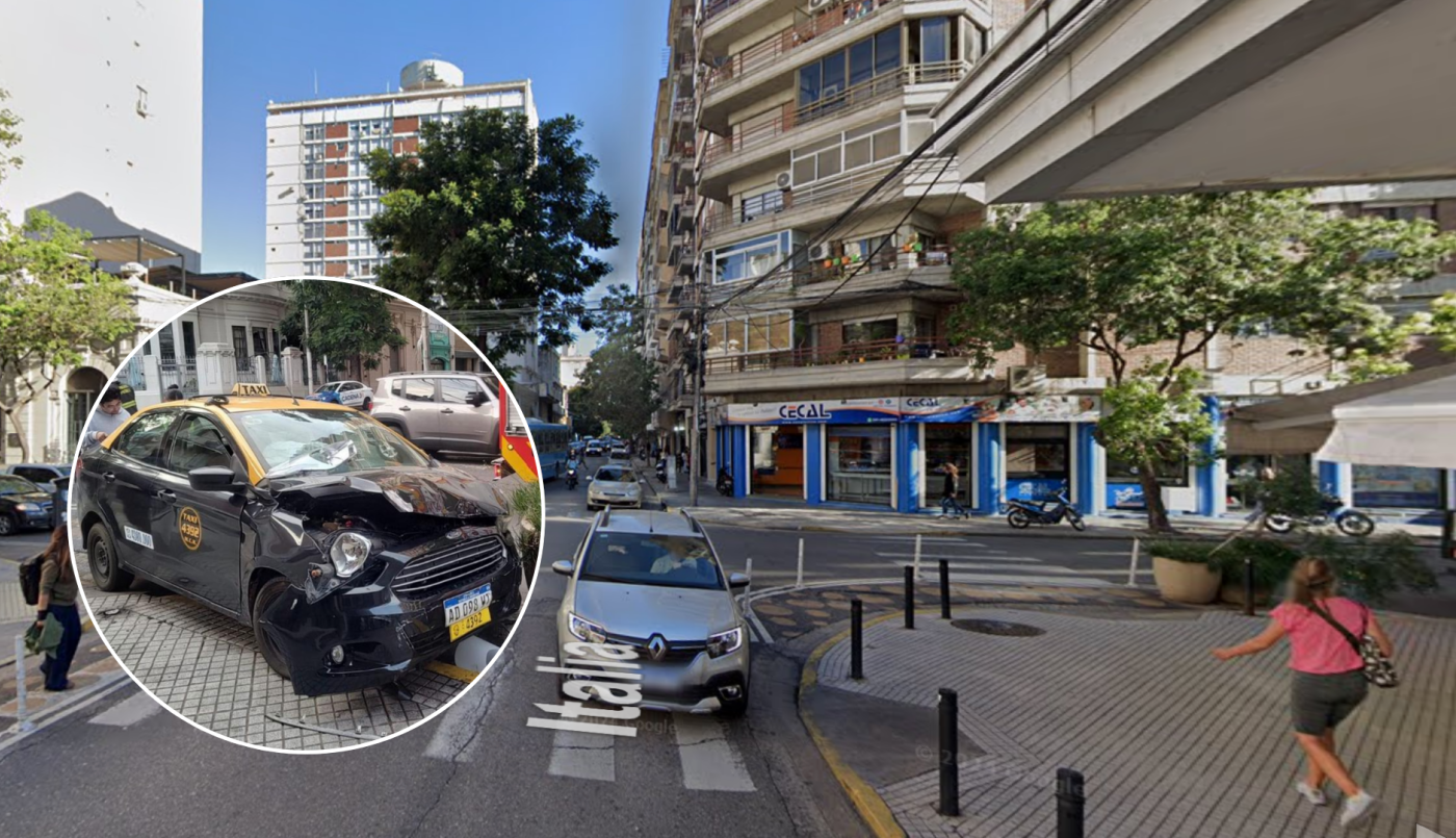 Fuerte accidente entre un taxi y un auto en pleno centro de Rosario | Rosario y la región