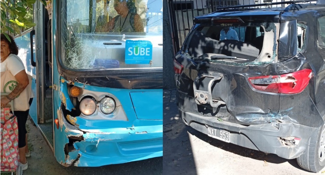 Un colectivo se desvió, subió a la vereda e impactó contra un auto que estaba estacionado | Rosario y la región