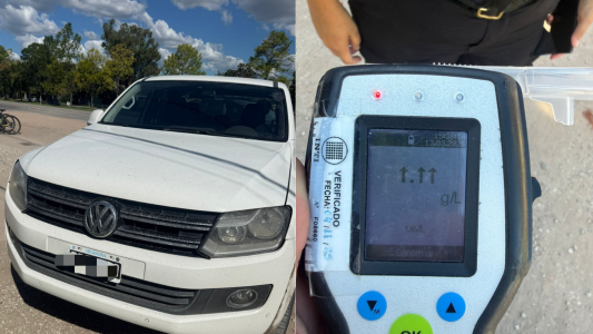 Funes: detenido con más de 3.0 g/l de alcohol en sangre