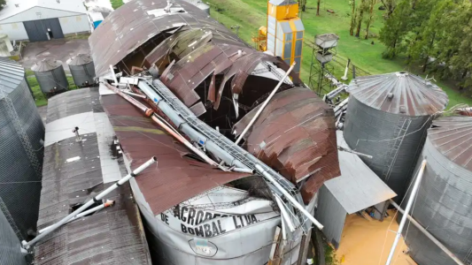 Bombal bajo el temporal: el viento derribó silos y árboles