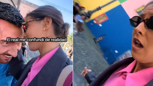 Viral en Buenos Aires: quiso besar una “estatua” de Messi en Caminito y terminó en un susto inesperado