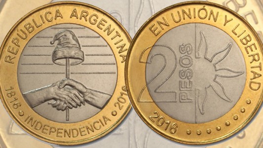 El Banco Central lanza una nueva moneda de 2 pesos para conmemorar el Bicentenario de la Independencia