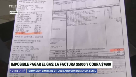 Impagable: un jubilado cobra la mínima y le llegaron casi 5 mil pesos de gas