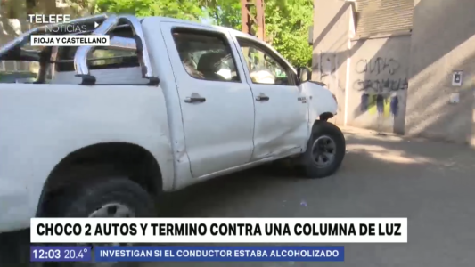 Rioja y Castellanos: una camioneta chocó dos autos y se estrelló contra una columna