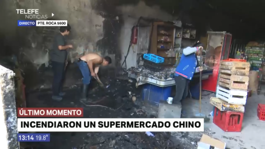 Incendiaron un supermercado chino de zona sur