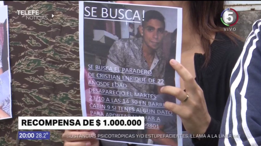 Recompensa de un millón de pesos por datos que ayuden a la búsqueda de Cristian Enrique