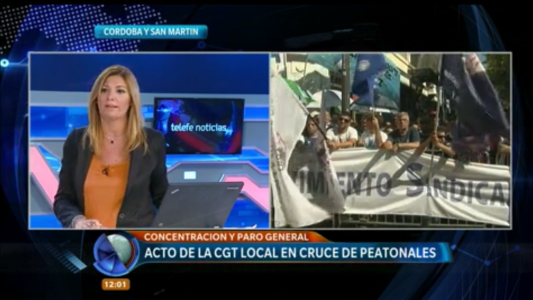 Masivo acto de la CGT en el cruce de las peatonales