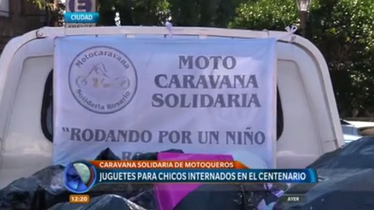 Caravana solidaria de motoqueros: repartieron juguetes para los chicos internados en el Centenario