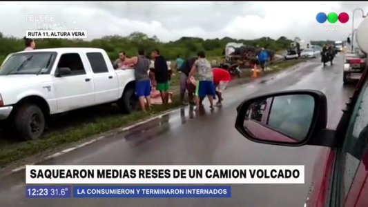 Volcó un camión frigorífico, se robaron la carne y terminaron intoxicados