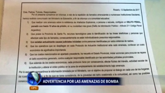 El Ministerio de Educación emitió un comunicado sobre las posibles consecuencias antes las falsas amenazas de bomba