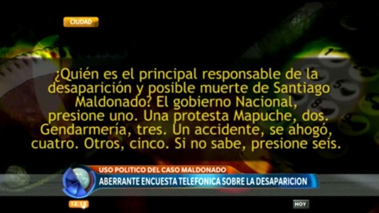 Enojo y polémica por una encuesta telefónica sobre el caso Maldonado y sus repercusiones políticas
