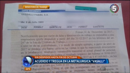 Acuerdo y tregua en la empresa Vassalli